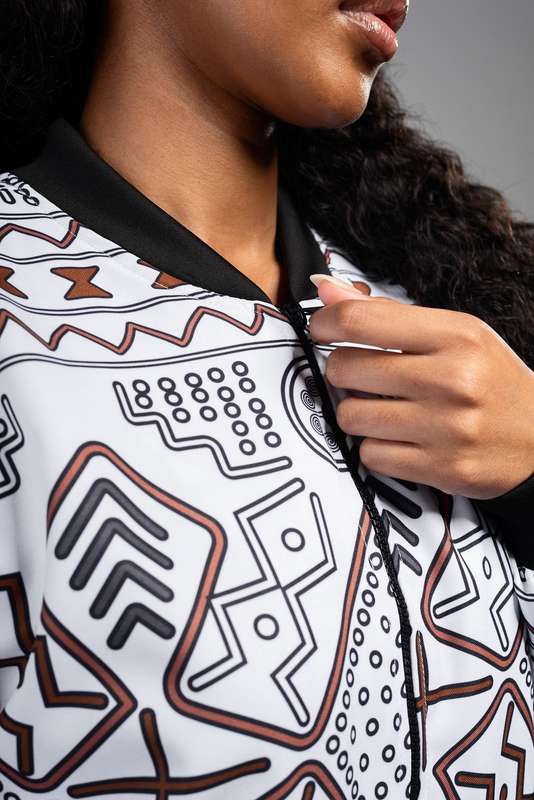 Ladies - Mudcloth Summer Bomber Jacket (WHT)