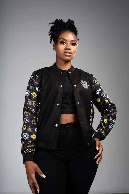 Ladies - Adinkra Varsity Jacket (OLG)
