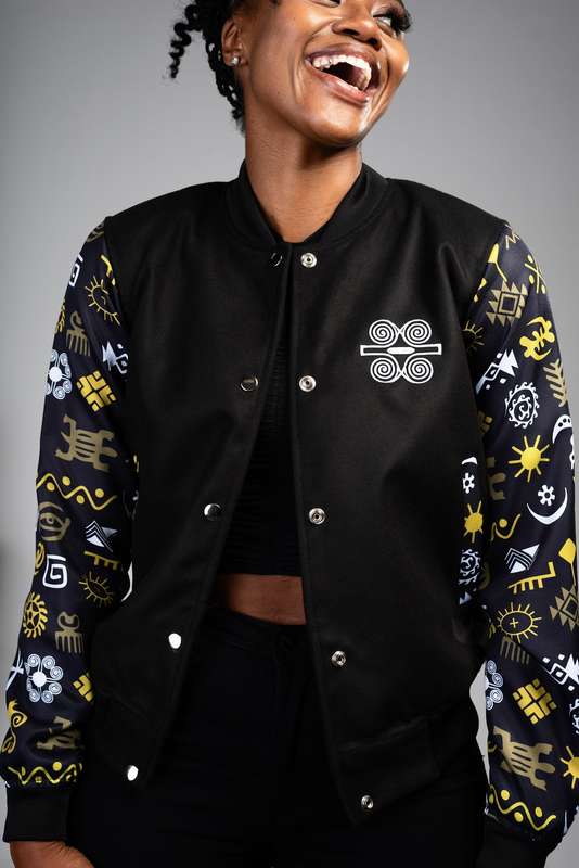 Ladies - Adinkra Varsity Jacket (OLG)