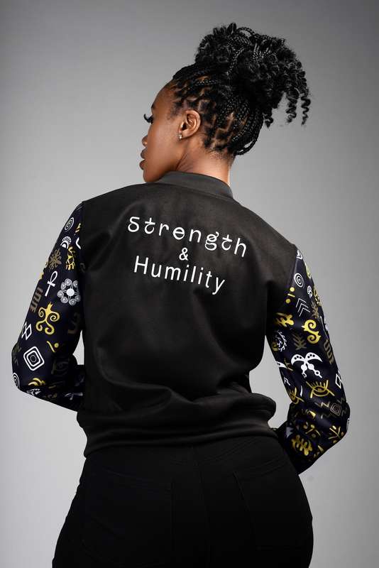 Ladies - Adinkra Varsity Jacket (OLG)