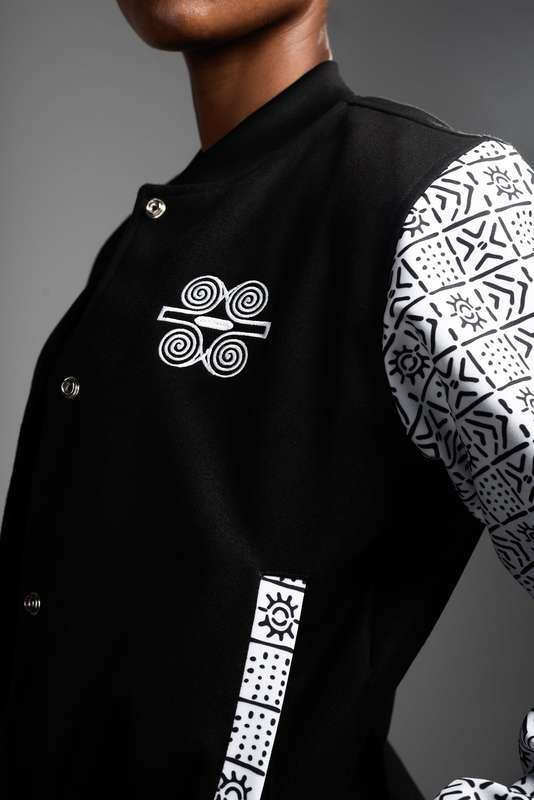 Women's Bogolan Varsity Jacket - White