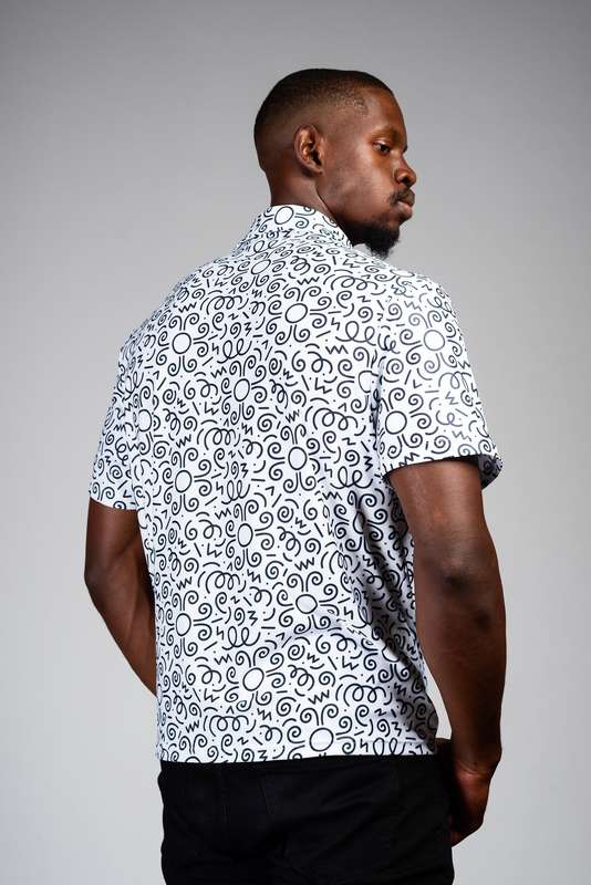 Men's Doodle Golf Shirt - White