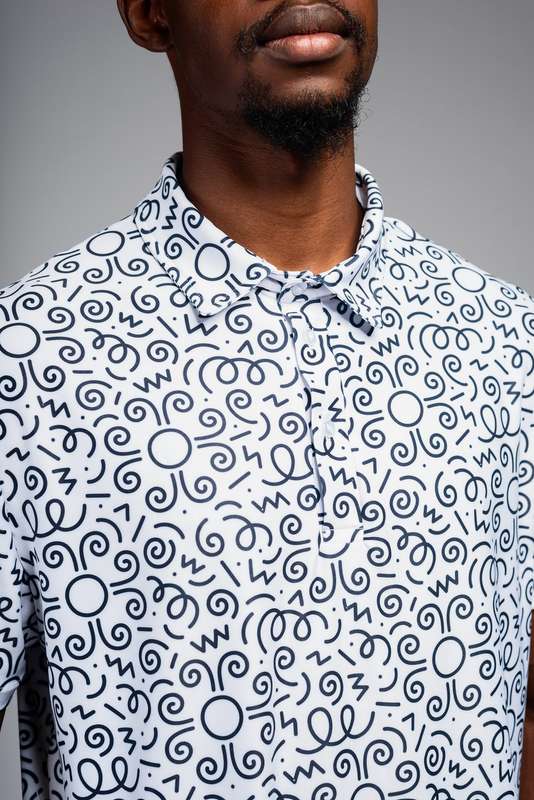 Men's Doodle Golf Shirt - White