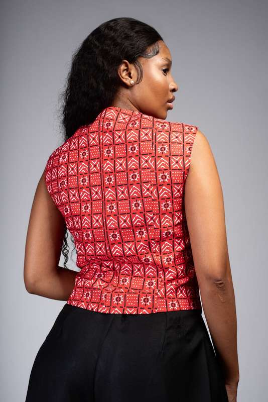 Women's Bogolan Waistcoat - Red