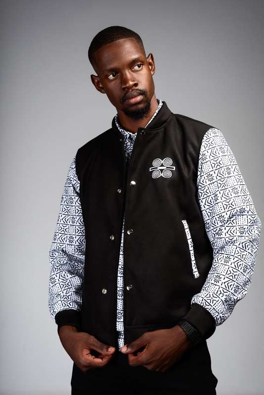 Men's Bogolan Varsity Jacket - White