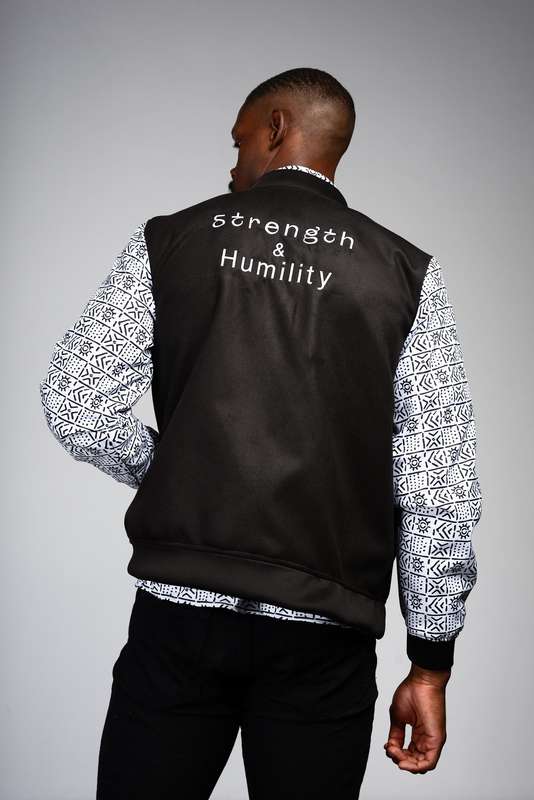 Men's Bogolan Varsity Jacket - White