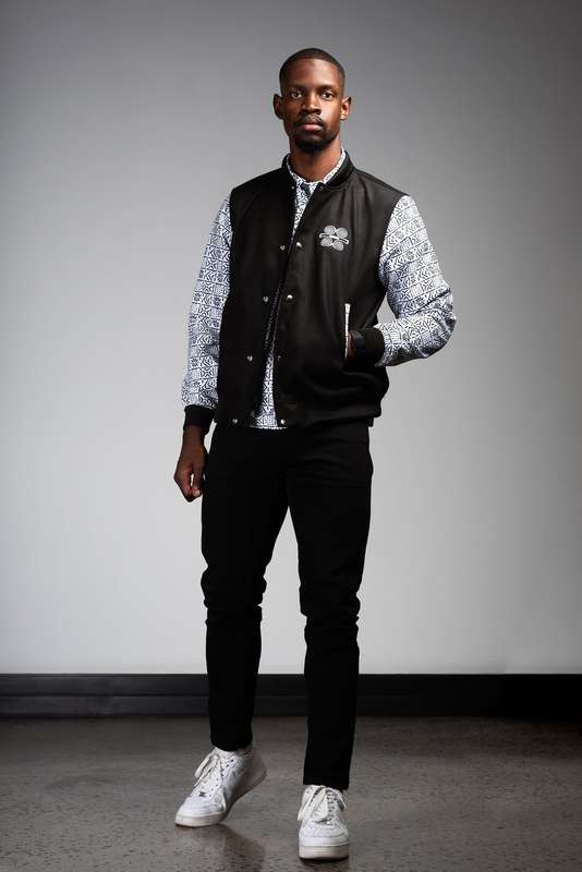 Men's Bogolan Varsity Jacket - White