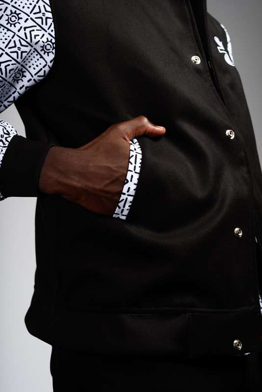 Men's Bogolan Varsity Jacket - White