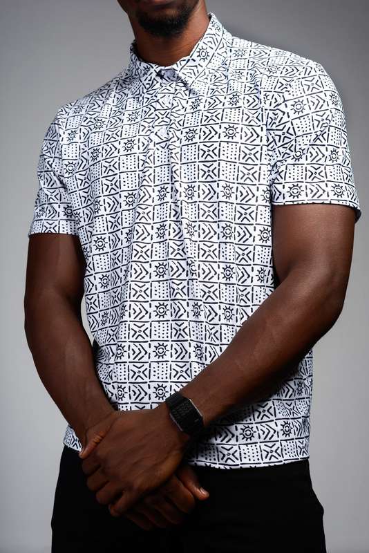 Mens - Bogolan Golf Shirt (WHT)