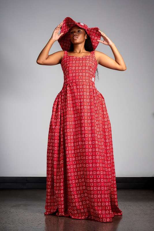 Women's Bogolan Dress - Red