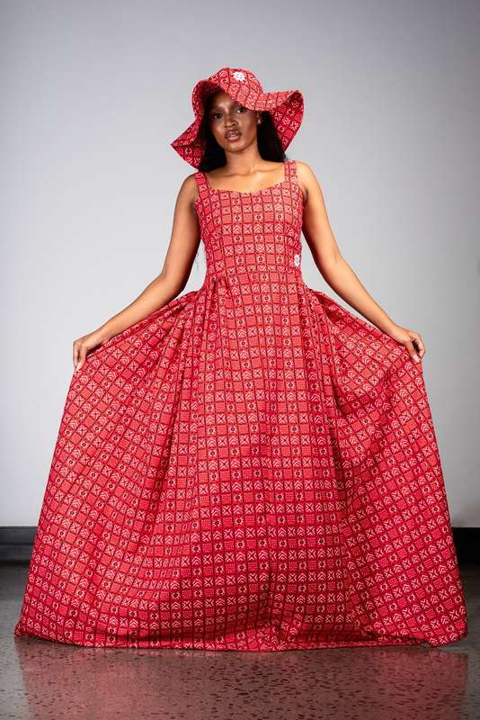 Women's Bogolan Dress - Red