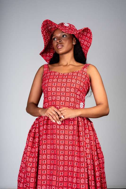 Women's Bogolan Dress - Red