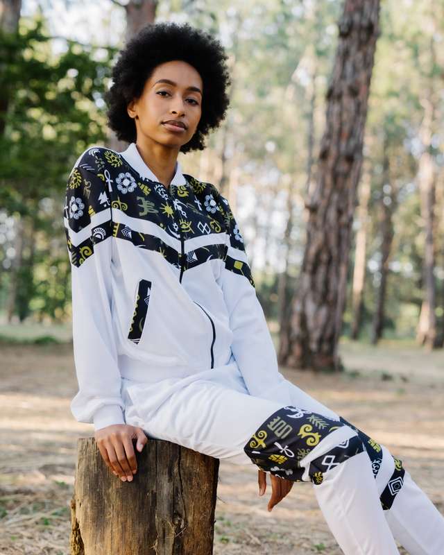 Ladies - Adinkra White Tracksuit Set