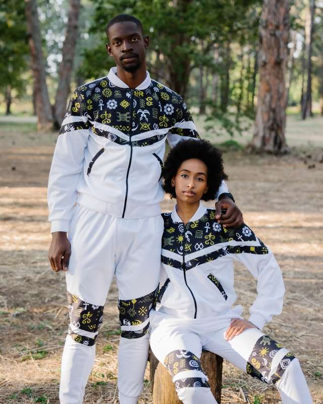 Mens - Adinkra White Tracksuit Set