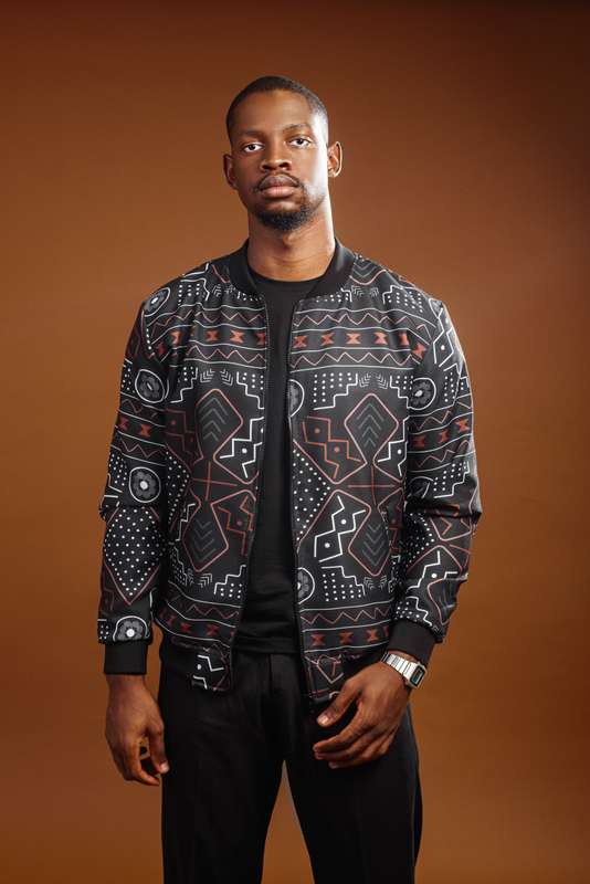Men's  Mudcloth Summer Bomber Jacket - Black