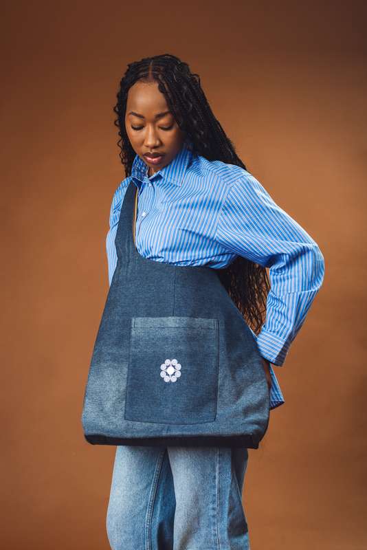 Denim Oversized Tote Bag - Ombré