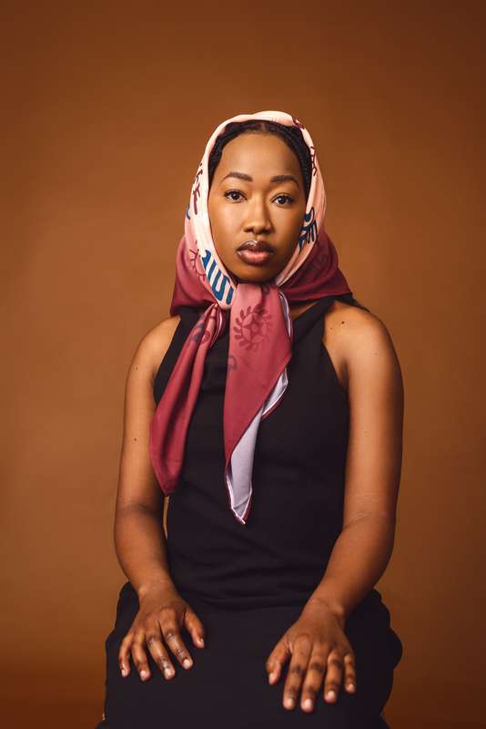 Adinkra Crape Scarf - Burgundy Ombré