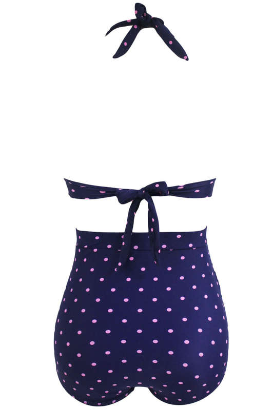 Polka Dot Print Retro High Waist 2 Pieces Swimsuit - as shown / (US 4-6)S
