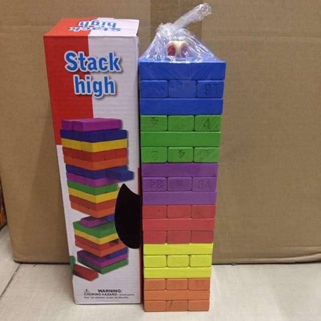 Jenga Blocks Puzzle Wooden Stack High  Kids Toy Numbers