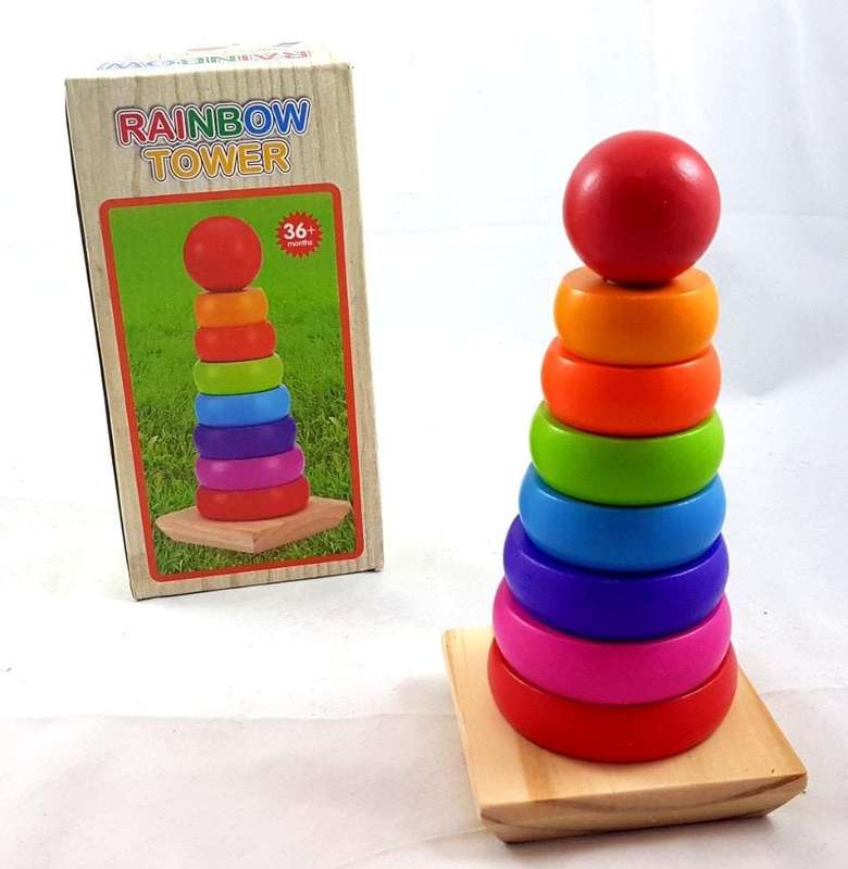 Wooden Rainbow Stacking Tower