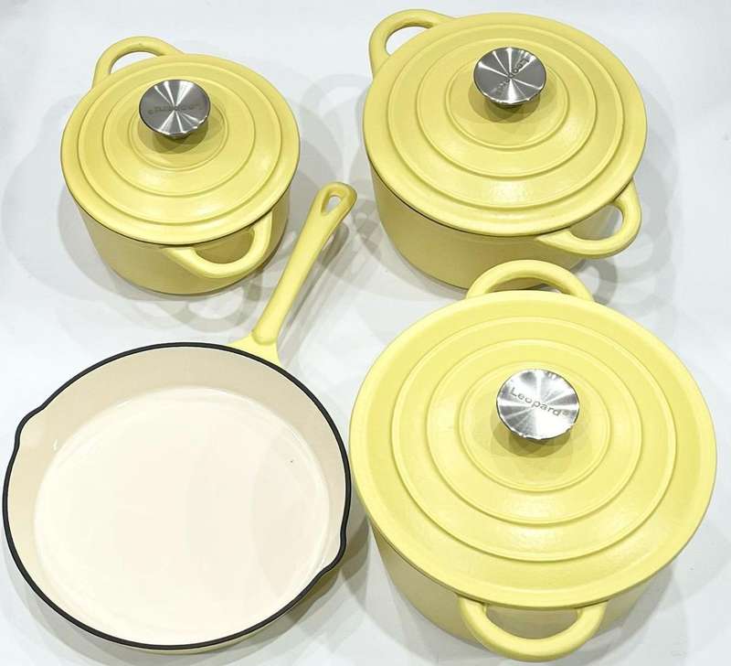 Cast Iron Pots 7pc - Red