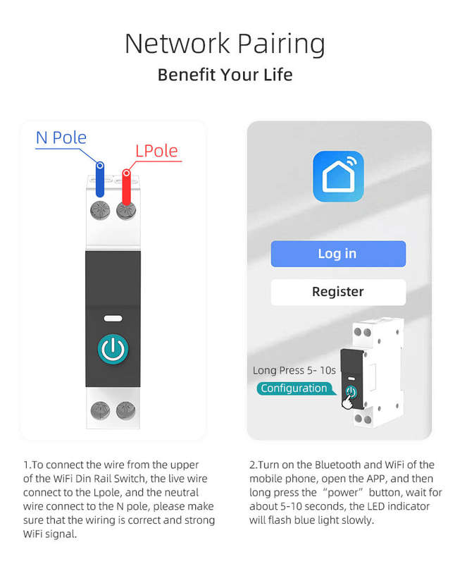 Wireless WiFi Smart Circuit Breaker - Control your devices Geyser with a smartphone app Tuya