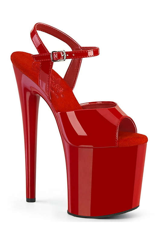 Red Patent 8" Ankle Strap Sandal