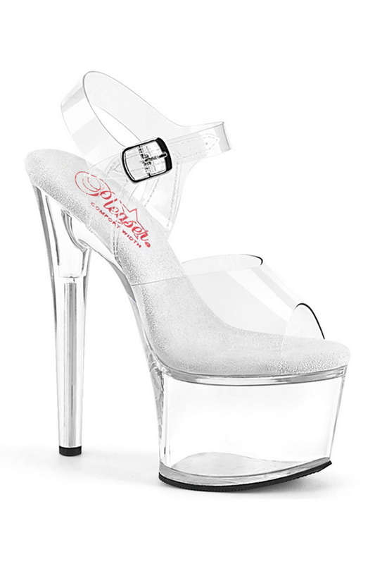 Clear 7" Heel Ankle Strap Platform Sandal