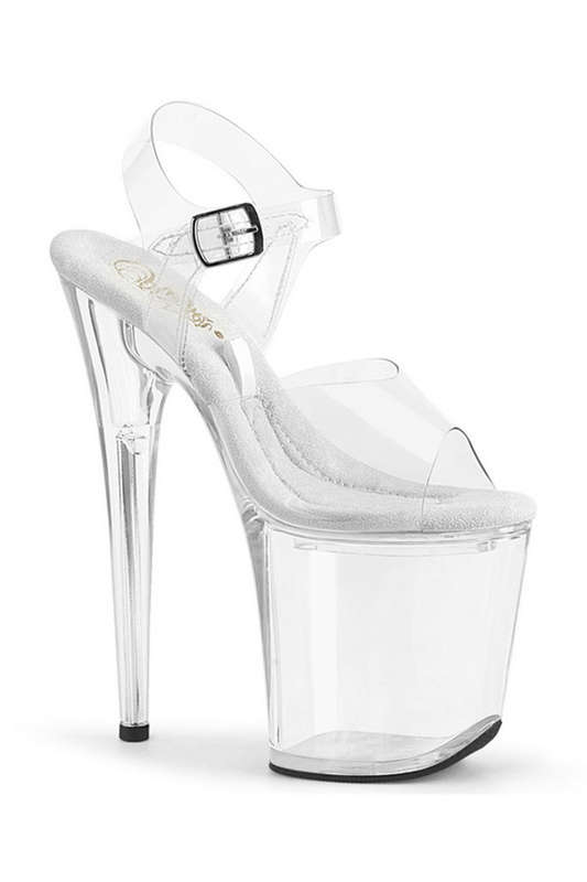 Clear 8" Heel Platform Compartment Ankle Strap Sandal
