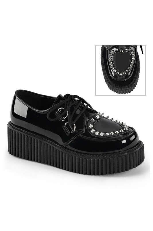 Black Pat Heart Cutout Platform Creeper