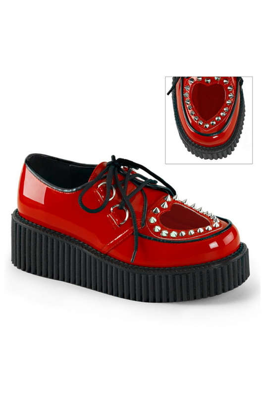 Red Pat Heart Cutout Platform Creeper