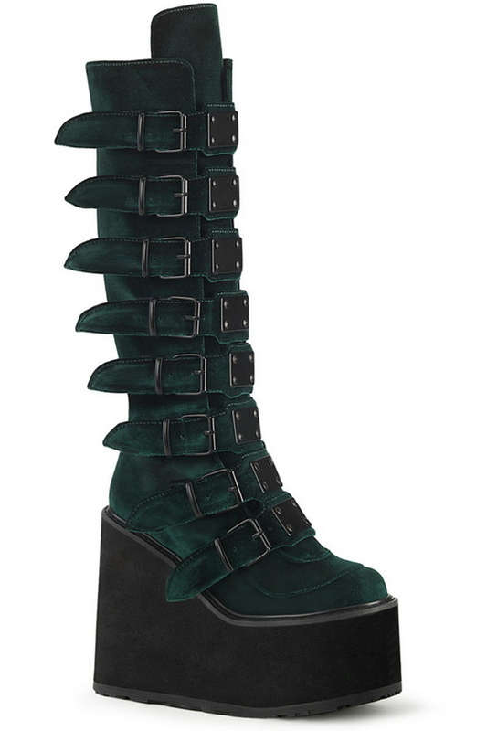 Emerald Velvet 5 1/2" Platform Knee High Boot