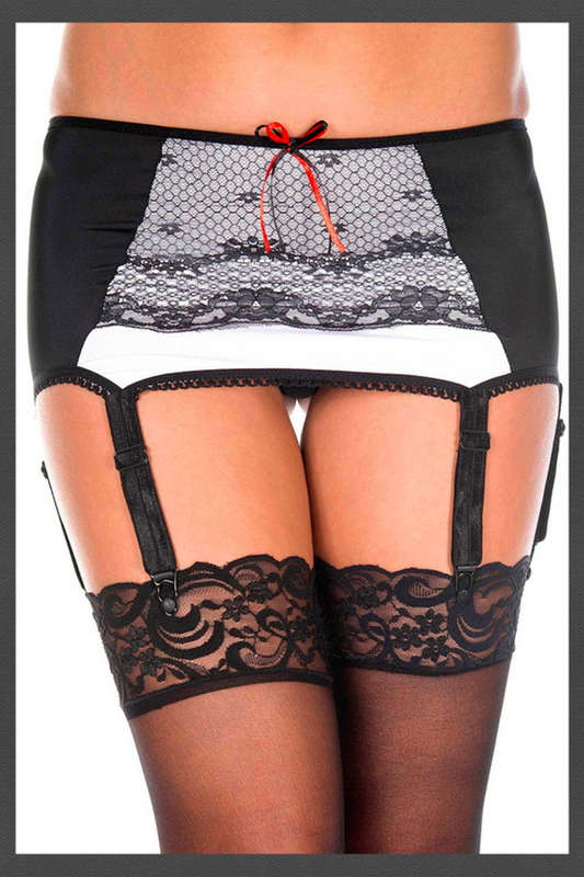 Sassy Black Spandex Lace Garterbelt