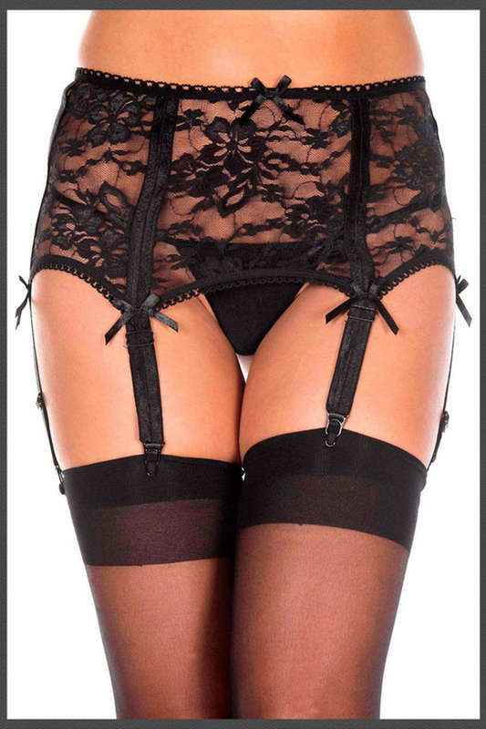 Black Petal Lace Garterbelt
