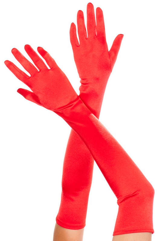 Classy Red Extra Long Satin Gloves