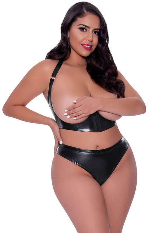 Plus Size Black Hard Candy Harness & Split Crotch Thong