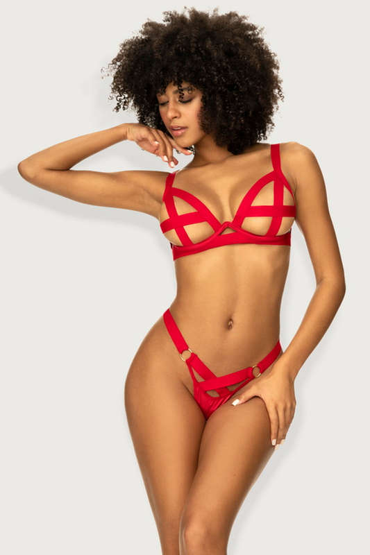 Beyond Sexy Red Banded Bra & Thong