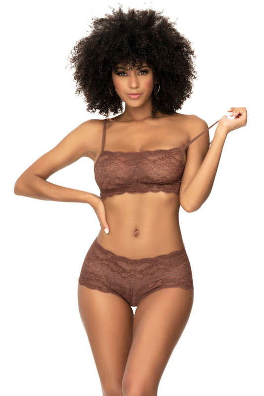 Cocoa Two Piece Lace Bralette & Boy Short