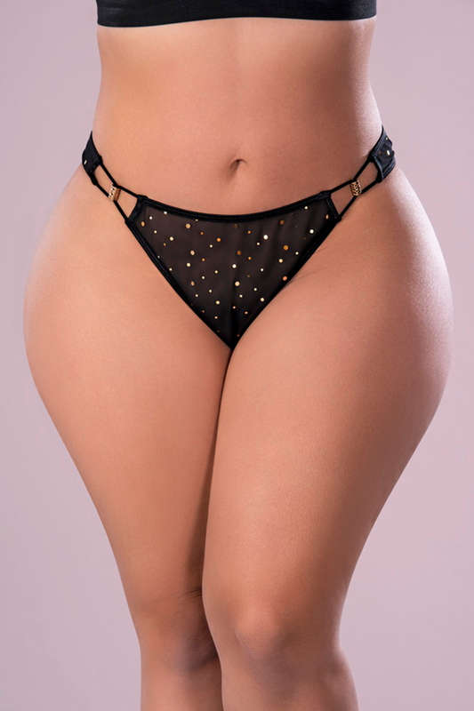 Plus Size Black Glitz & Glam Sequined Tanga