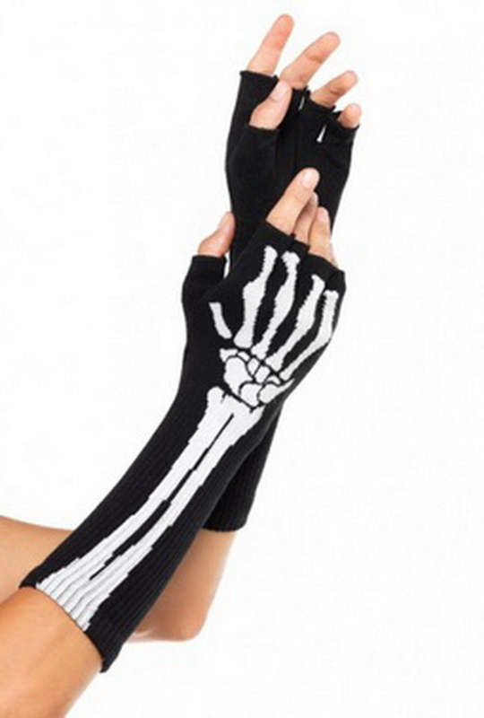 Woven Skeleton Fingerless Gloves