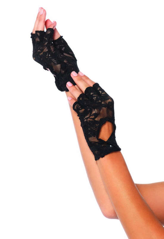 Lace Keyhole Fingerless Gloves