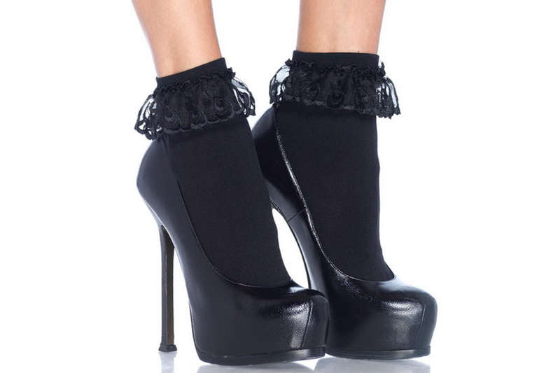 Black Lace Ruffle Nylon Anklet