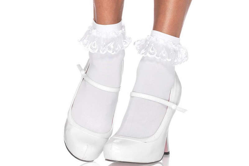 White Lace Ruffle Nylon Anklet