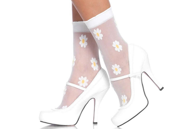 Sheer Spandex Woven Daisy Anklets