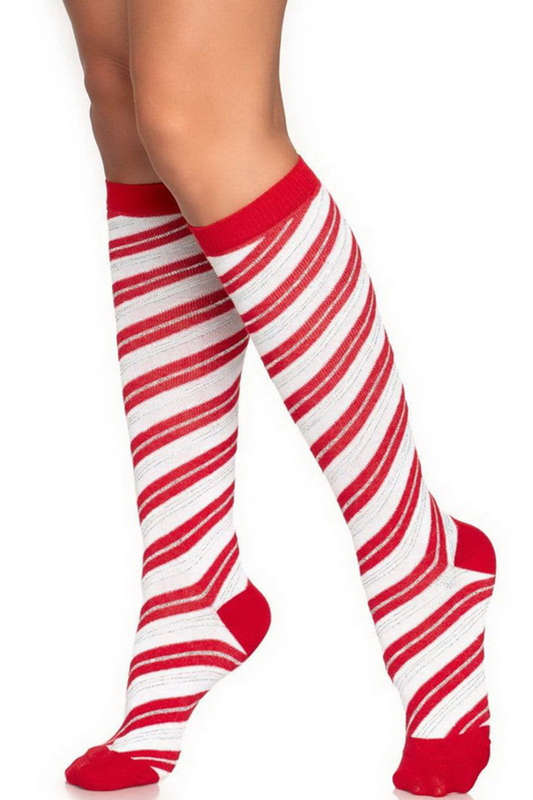 Candy Cane Stripped Knee High Socks