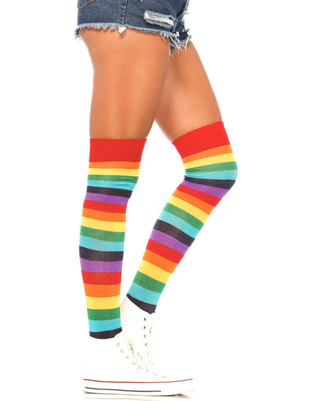 Lycra Acrylic Rainbow Thigh Highs