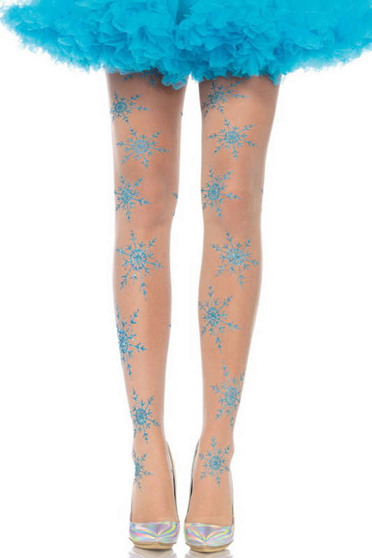 Sheer Glitter Snowflake Tights