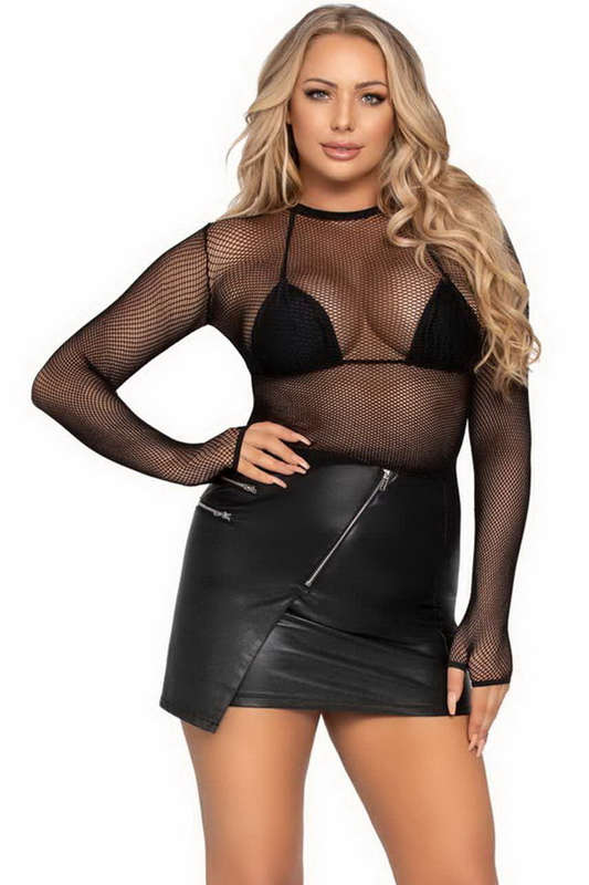 Fishnet Gloved Crop Top