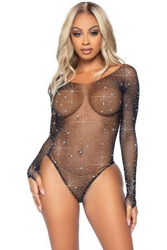 Galaxy Rhinestone Fishnet Teddy