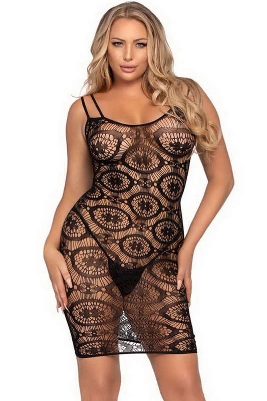 Black Daisy Crochet Lingerie Dress